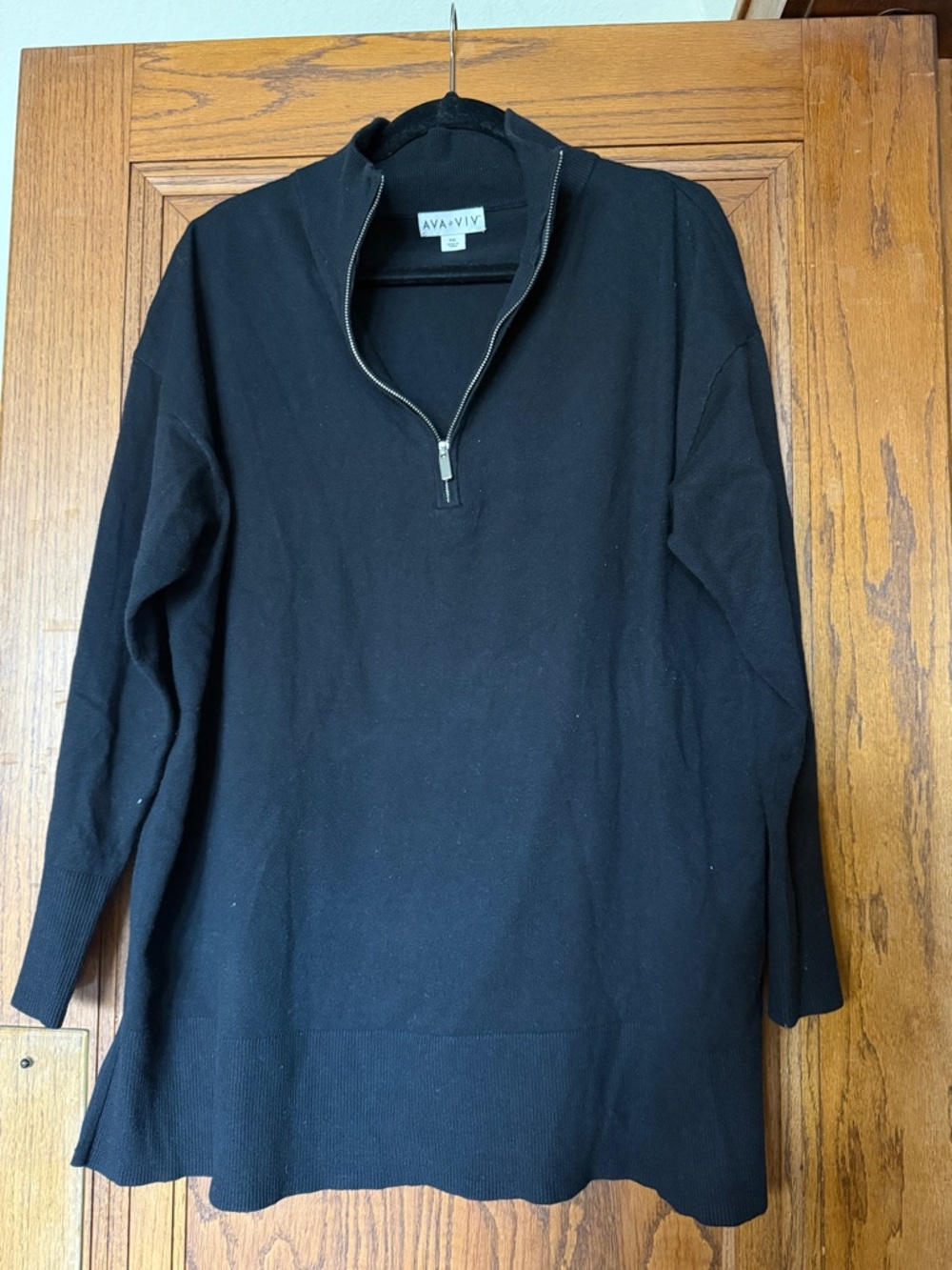 Ava & Viv Black Quarter-Zip Knit Tunic Sweater